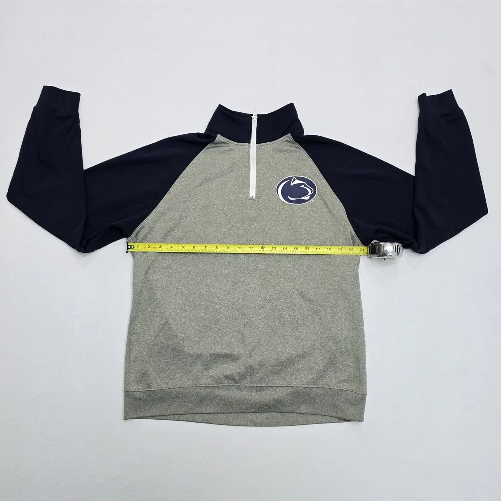 Penn State Nittany Lions Quarter Zip Pullover Sweatshirt Gray Navy Mens Large